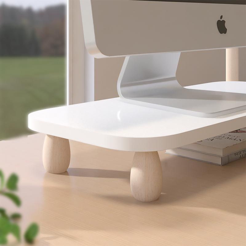 电脑增高架桌面显示器垫高收纳可爱支架工位显示屏底座实木置物架