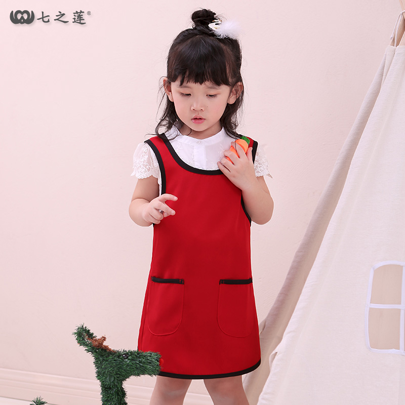 儿童围裙男女画画衣家用厨房洗碗画室绘画美术小孩罩衣定制印logo