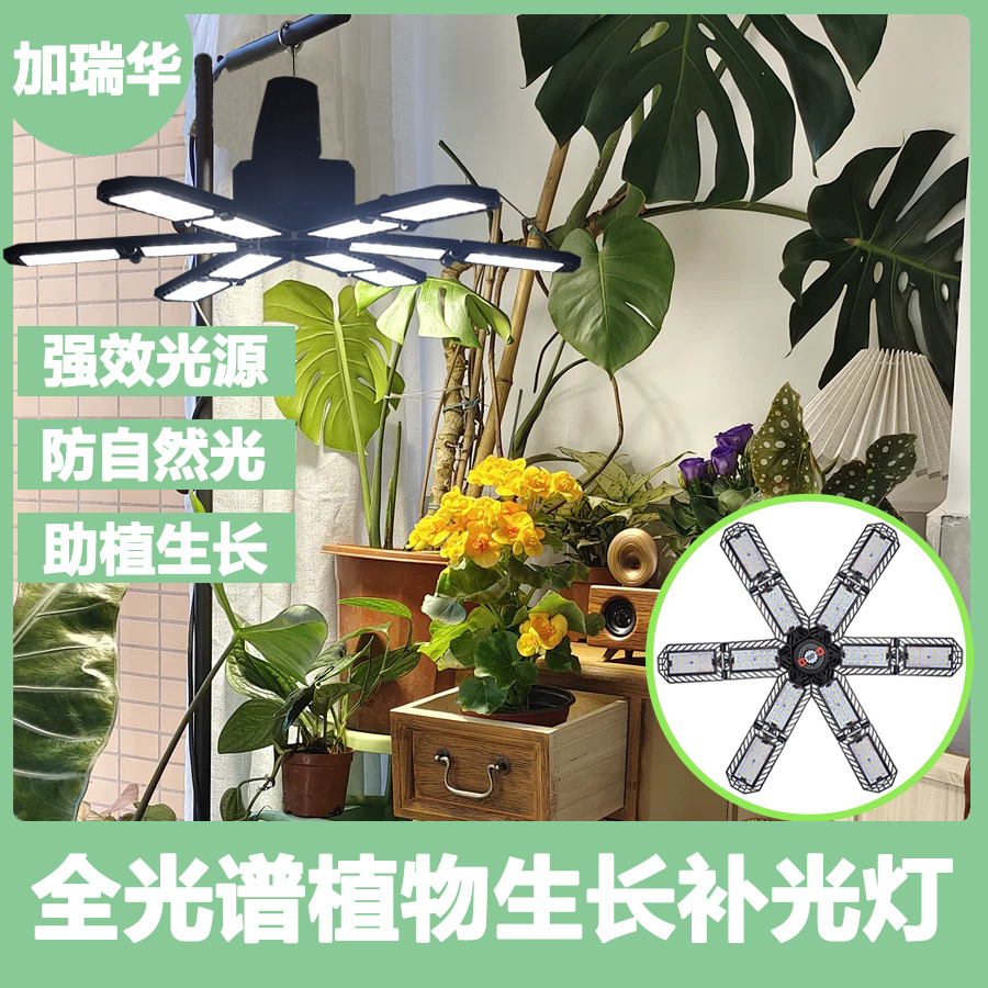 植物补光家用室内开花可折叠热植全光谱LED植物生长灯仿太阳光