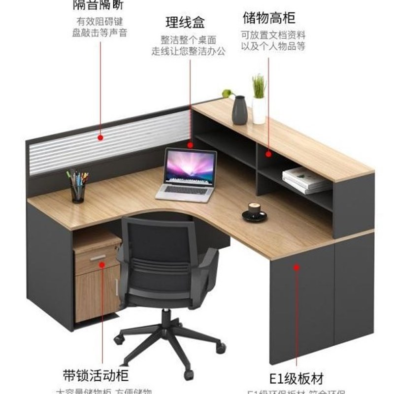 职员办公桌椅组合屏风工位简约现代4人6人电脑桌L型单人隔断卡座
