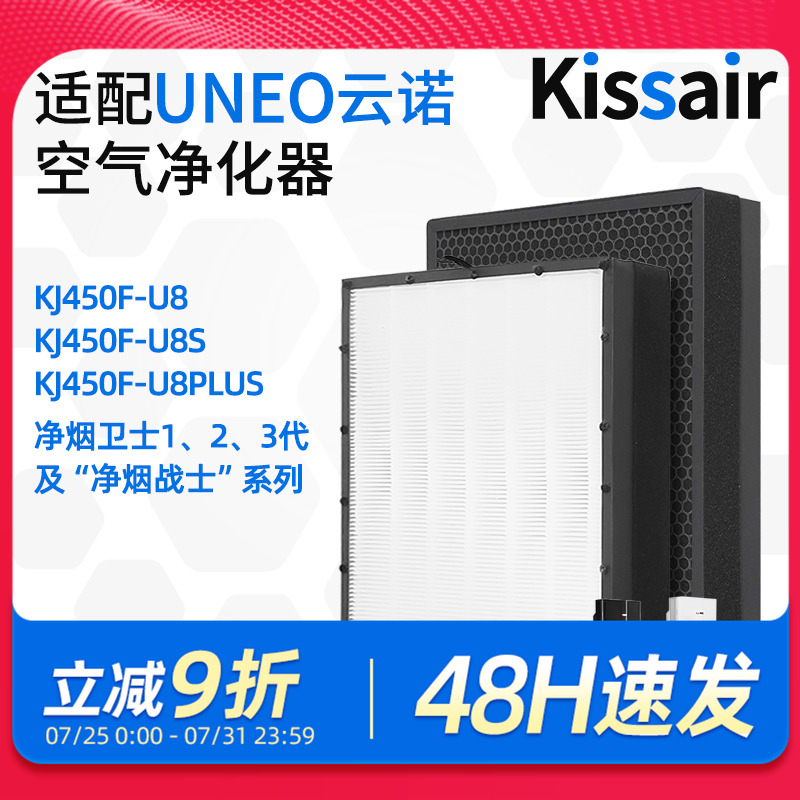 适配云诺净烟卫士KJ450F-U8雪茄会所U8S空气净化器过滤网滤芯PLUS