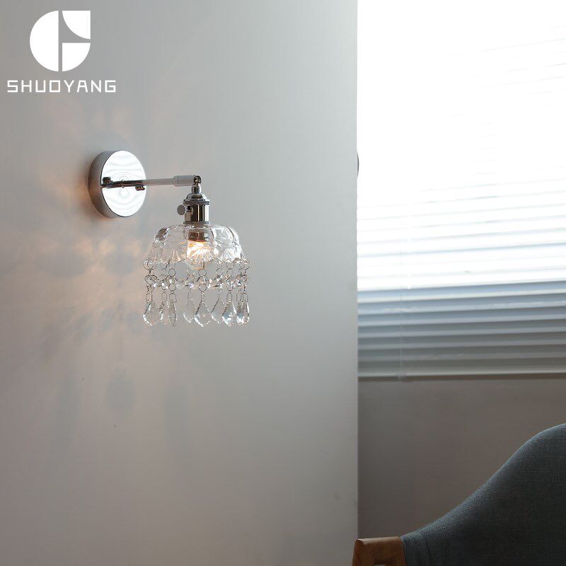 烁阳2025新铬色壁灯极简卧室民宿床头书房设计师墙壁灯头带开关灯