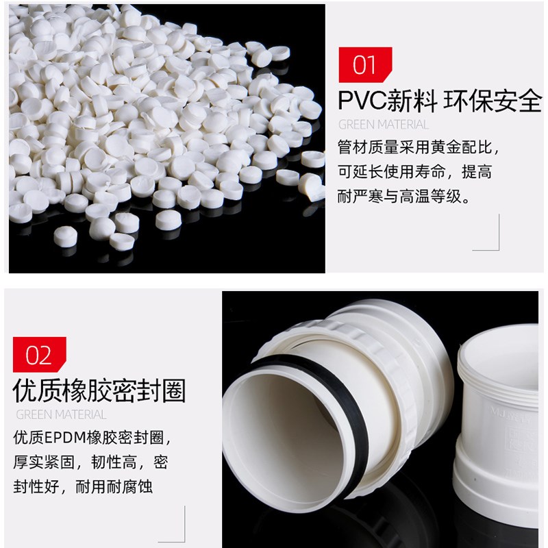 PVC加长可调节伸缩节 110排水抢修快接75三通接头塑料下水管配件