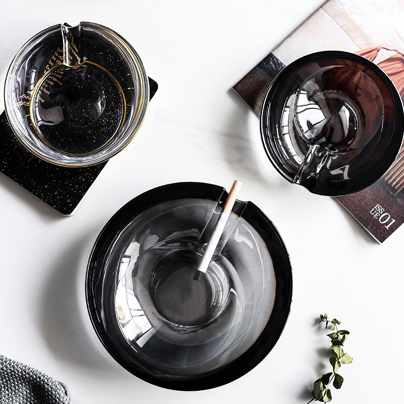 欧式风格雪茄缸家居装饰客厅餐桌茶几水晶玻璃烟灰缸大小号