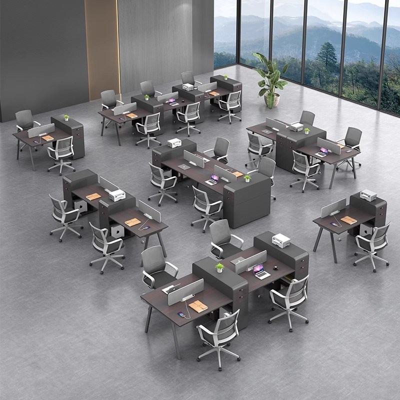 职员办公桌简约现代4四六6人工位卡座办公室家具财务员工桌椅组合