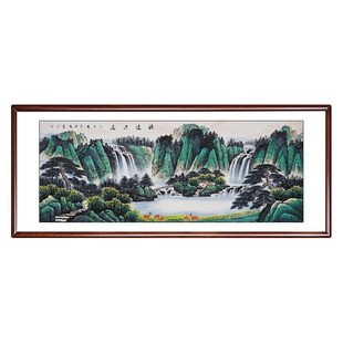 山水画客厅挂画手绘真迹聚宝盆西墙东墙办公室靠山图江南画院国画