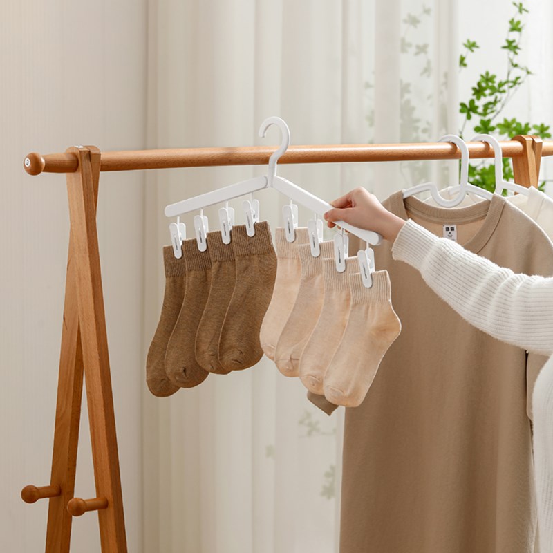 可折叠晾衣架学生宿舍阳台防风旋转家用防滑多夹子置物挂衣架