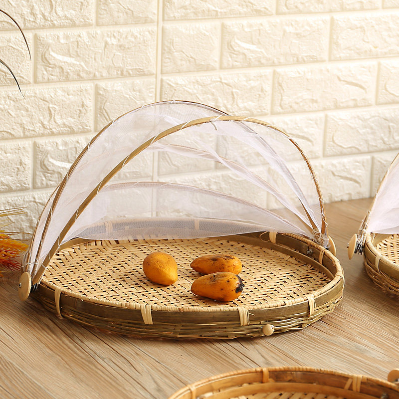 网盖竹筛 蒙古包式防虫子菜罩带蚊帐竹筐 鱼干虾米竹晒盘箕,特色手工艺,竹编/竹雕,淘宝优惠券,粉丝福利购,淘宝优惠卷