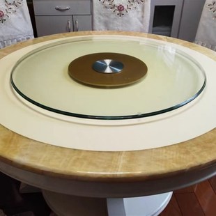 加厚加强款酒店连体底座转盘餐桌钢化玻璃旋转圆台面转盘家庭