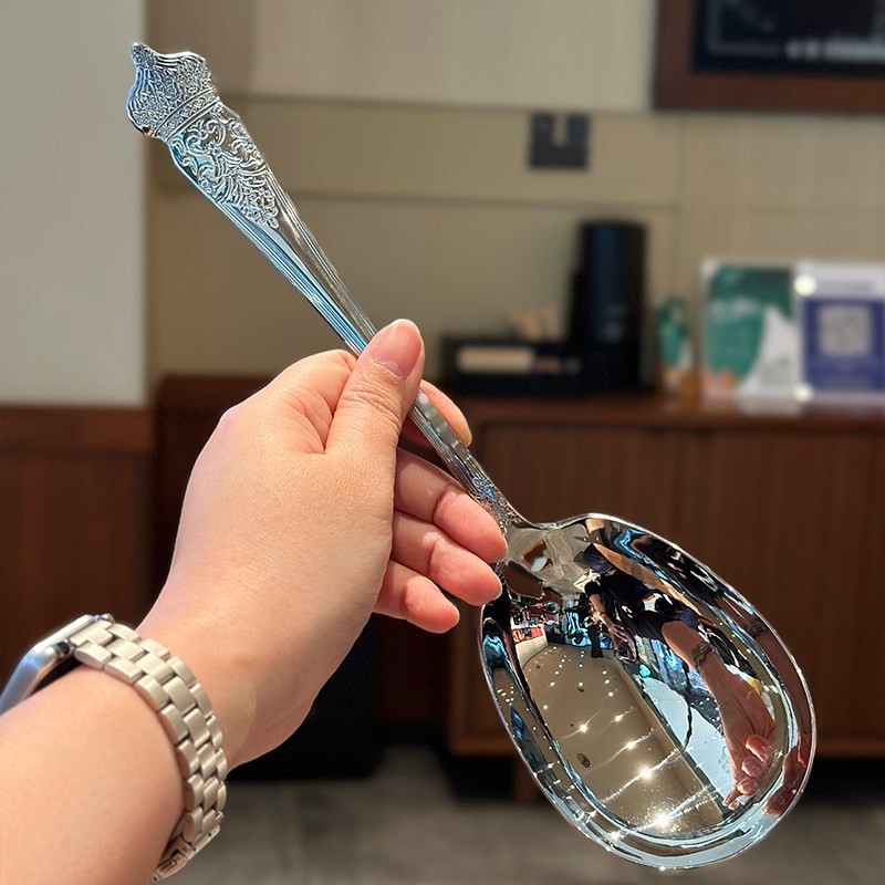 大号汤勺!出口1810不锈钢盛汤勺粥勺酒店餐厅家用分餐勺漏勺公勺