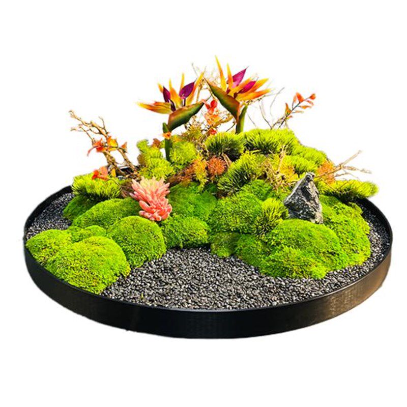 酒店大圆桌中间转盘永生苔藓餐桌高松迎客桌景摆设创意,家居饰品,餐桌花艺,淘宝优惠券,粉丝福利购,淘宝优惠卷