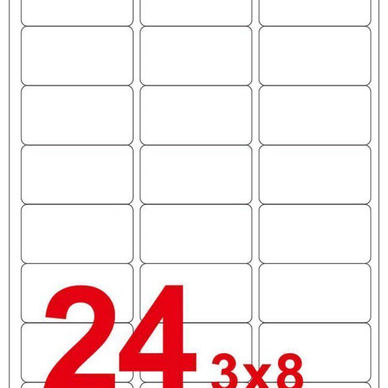 永实不干胶 A4电脑打印标签 YS0224白色贴纸 63.5*34mm 100张/盒