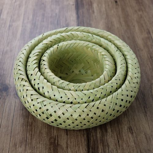 精编手工小竹筐水果篮竹簸箕竹编篮子鸟巢型竹筐馒头筐果盘点心篮
