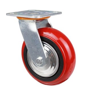 斯铂格脚轮重型聚氨酯耐磨PU轻音工业拉货平板小推车轮子8寸定向