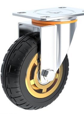 万向轮3寸橡胶脚轮手推平板车4寸5E寸6寸工业轱辘耐磨拉车静音轮