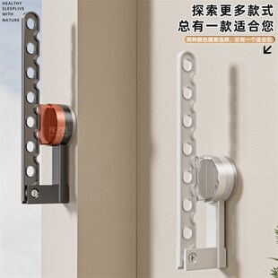 吸盘晾衣架阳台玻璃家用免打孔伸缩E晾衣杆飘窗室内晾衣晒被子神