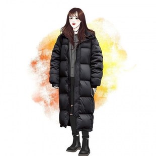 亮世秋羽绒服男女超长款 情侣宽松爆中戏 过膝加厚冬季 F2024年新款