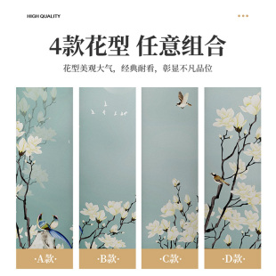 屏风布酒店实木座 入户玄关隔断客厅挡门网红屏风纱大厅茶室中O式