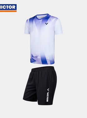 VICTOR威克胜利羽毛球男女套装针织T恤速干透气TR-50024/TR-40022