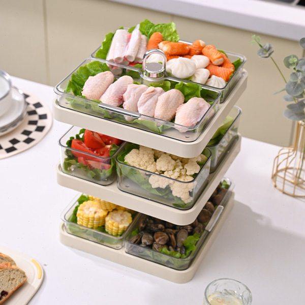 厨房菜大容量盘家用分格多层收纳旋转手提式盘配菜手提容量多功能,厨房/烹饪用具,配菜/备菜盘,淘宝优惠券,粉丝福利购,淘宝优惠卷