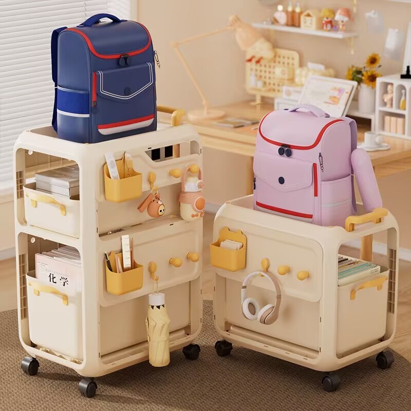 书包置物架落h地可移动学生家用桌面收纳一体靠墙边窄书架简易书