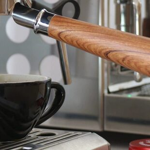 铂富870不锈钢无底54mm改装 咖啡机配件粉碗 把手实木咖啡机手柄