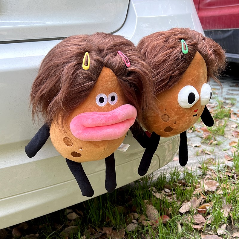 搞怪汽车尾部挂件丑m萌土豆车载摆件车外玩偶公仔电动车装饰品个