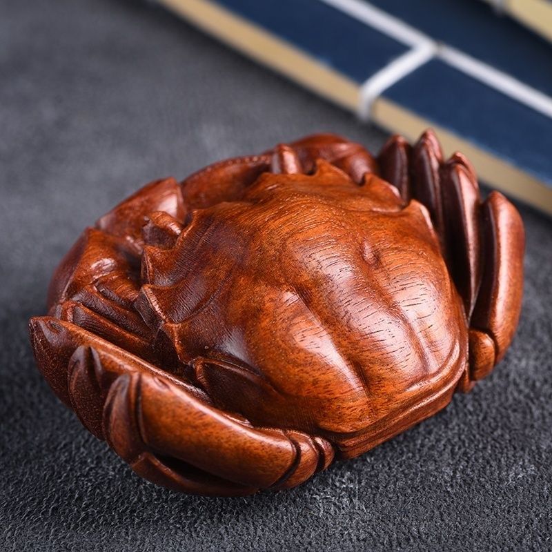 黄梨雕刻招财螃蟹手把件八方来财文玩男士木雕手把玩物挂件,家居饰品,木雕,淘宝优惠券,粉丝福利购,淘宝优惠卷