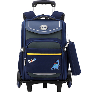 儿童书包男童小学生三到六年级新款轻便防水六轮爬楼背拉