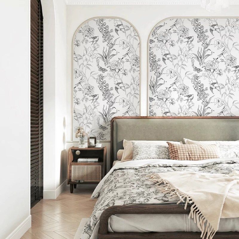 法式线描壁纸燕子沙发电视背景墙布定制壁画卧室壁布客厅墙纸,家装主材,无纺布墙纸,淘宝优惠券,粉丝福利购,淘宝优惠卷