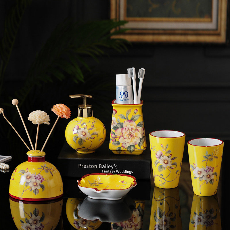 陶瓷家用刷牙杯牙缸装酒店民宿漱口杯牙杯牙刷架肥皂盒洗漱