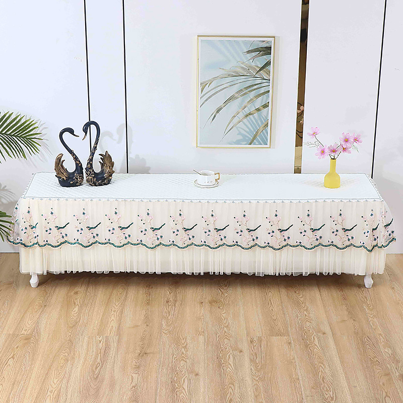 蕾丝电视柜罩防尘罩桌布长方形加厚电视柜盖布全包透色