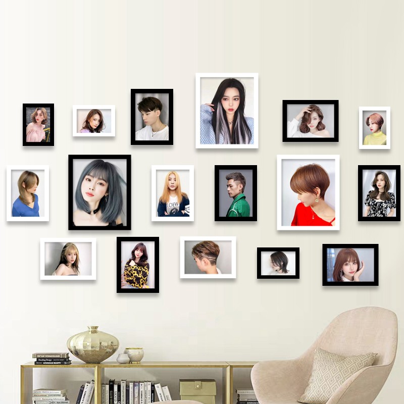 理发墙面装饰发型图片相框照片挂画发廊背景墙美发店墙上挂件