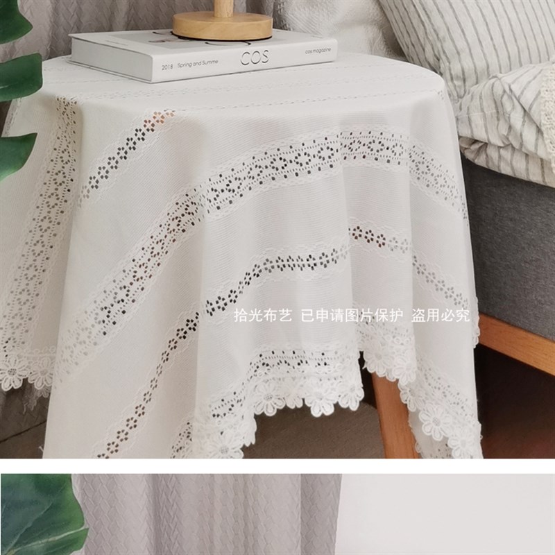 拾光高品质韩式白色蕾丝桌布餐桌布甜品太摄影背景茶几圆桌布盖巾