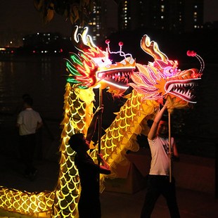 LD发光舞龙激光眼九节龙夜光龙表演人舞狮酒吧巡游龙年演出服