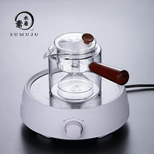 耐高温蒸汽烧水壶茶具 煮茶器黑茶全玻璃侧把蒸茶壶家用电陶炉套装