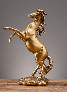 马到成功创意树脂摆件招财骏马立马发财客厅电视柜酒柜装饰品摆设