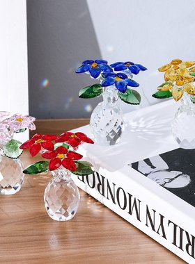 水晶玻璃工艺品菠萝小花瓶客厅摆件家居装饰品外贸现货 圣诞花