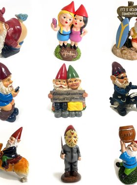 摆件小矮人侏儒园艺摆饰圣诞老人装饰品亚马逊花园树脂工艺品