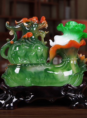 貔貅摆件招财玉白菜店铺开业礼品送礼客厅办公室收银台金蟾装饰品