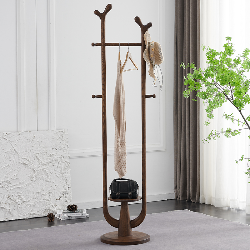 全实木衣帽架新中式门厅转角卧室现代立式挂衣架简约创意落地衣架