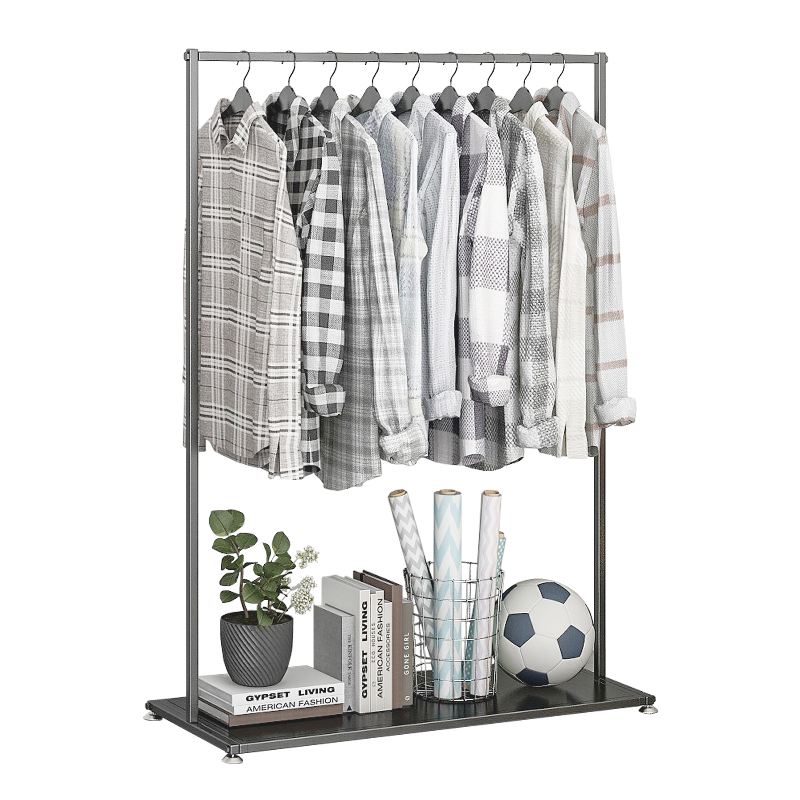 简易晾衣架落地单杆式家用卧室置衣架室内阳台铁晒衣架房间挂衣架