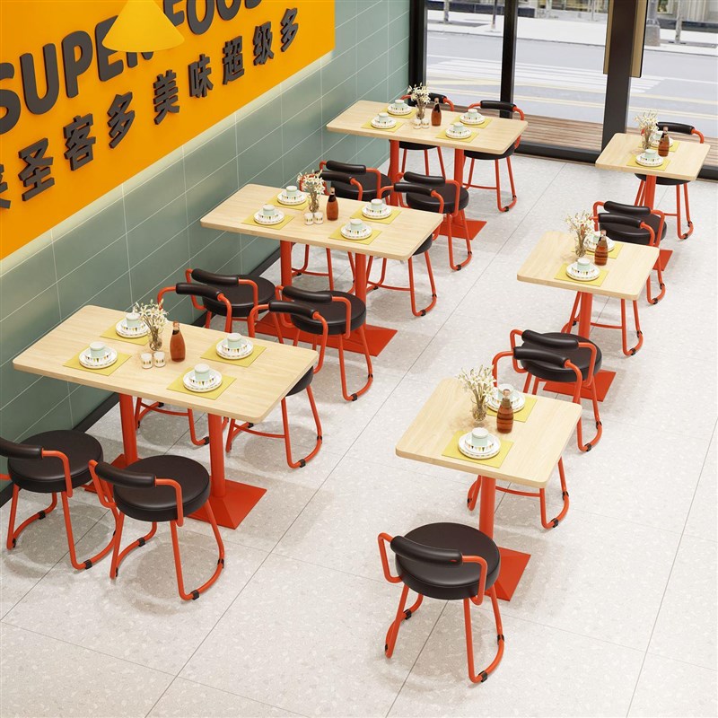 凳子粉面馆小吃汉堡快餐店桌椅组合麻辣烫店餐厅桌子卡座商用