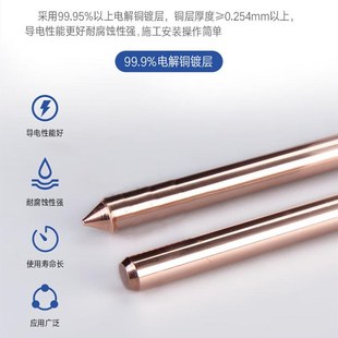 铜包钢接地棒防雷接地棒接地极镀铜棒地桩避雷接地极*