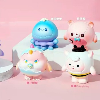 蛋仔派对迷你新款手绘儿童涂鸦彩绘手绘色卡通石膏像娃娃乳胶模具