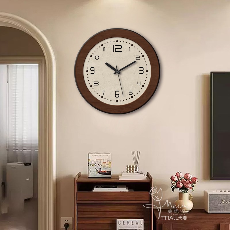 法式中古风客厅时钟挂墙现代家用复古餐厅装饰挂钟艺术钟表