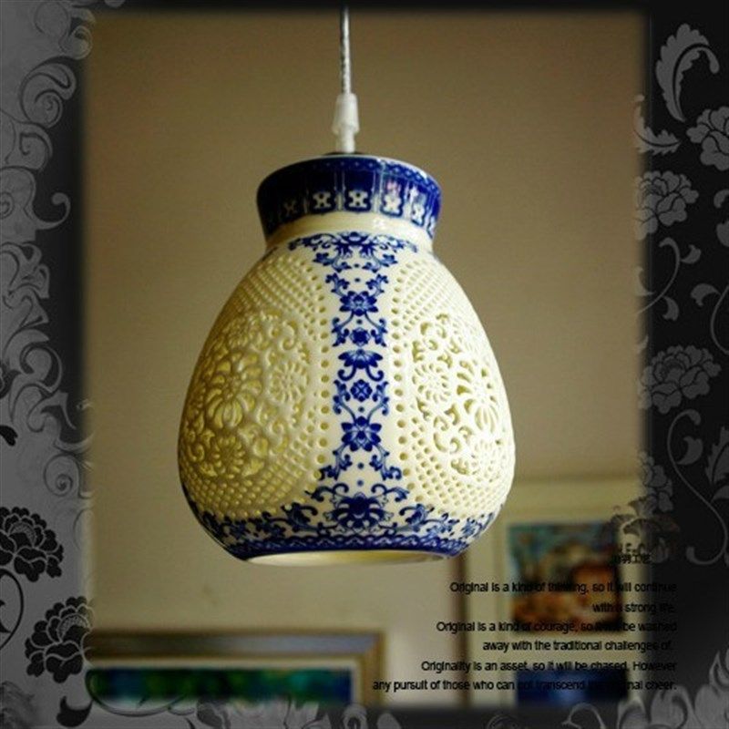 复古陶瓷灯具玄关灯阳台灯吧台卧室艺术楼梯青单头创意吊灯,家装灯饰光源,客厅吊灯,淘宝优惠券,粉丝福利购,淘宝优惠卷