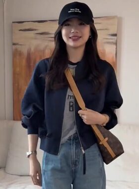 棒球服外套女短款春季2025新款休闲 宽松百搭洋派小个子夹克上衣