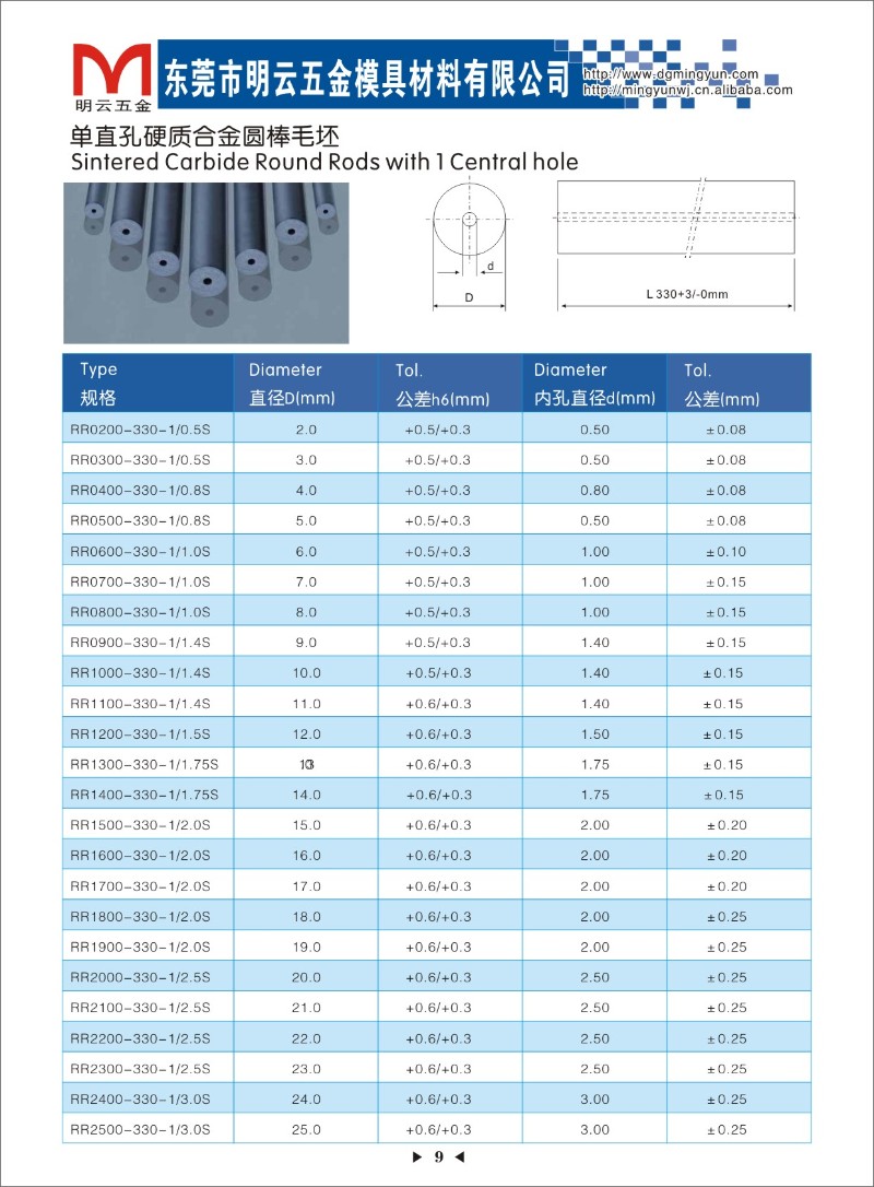YL10.2优质单孔钨钢圆棒各种规格单孔棒硬质合金棒料管材供应