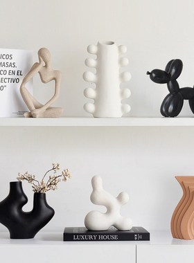 现代抽象艺术摆件家居创意客厅酒柜电视柜样板间软装饰品摆设